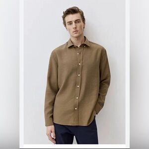 Mavi Edition Men’s Shirt NWT Brown Tencel Button Up Long Sleeve Modern Fit large